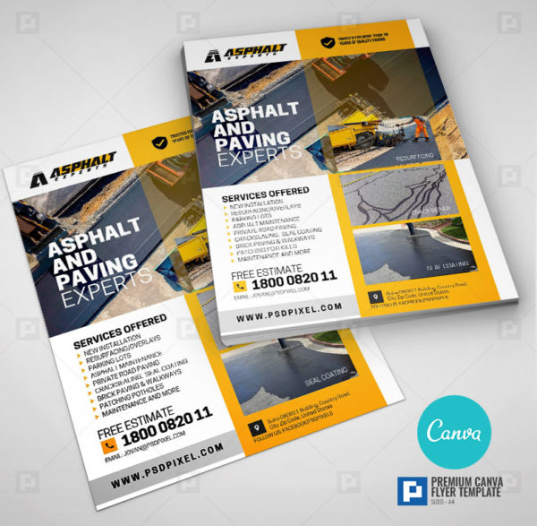 Paving Contractor Canva Flyer,