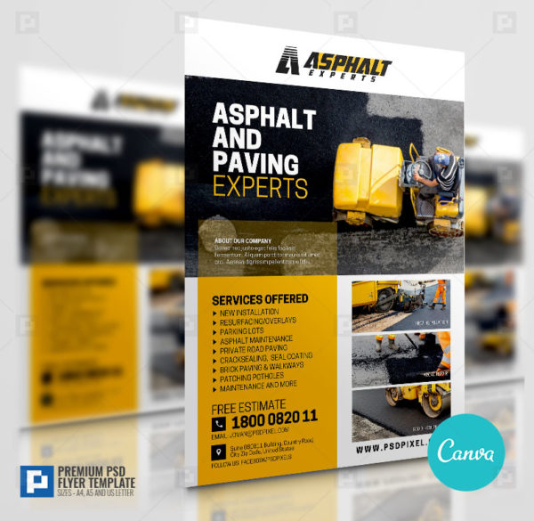 Road Repair and Maintenance Canva Flyer,