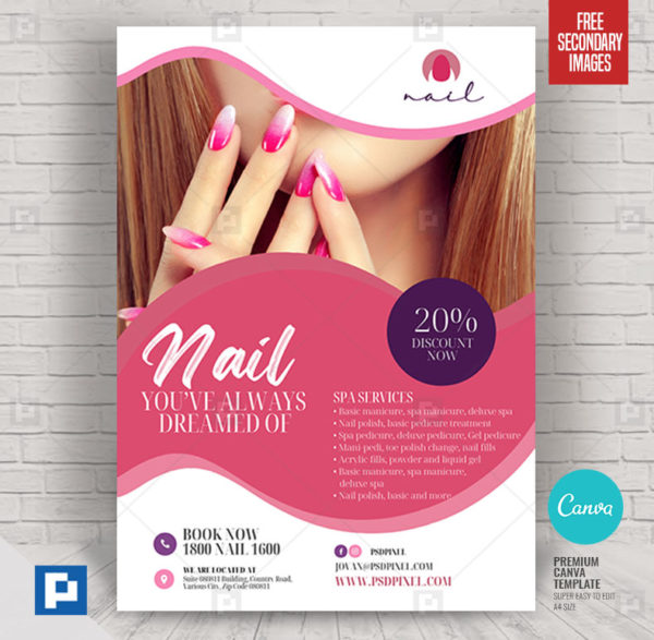 Nail Art Salon Canva Flyer,