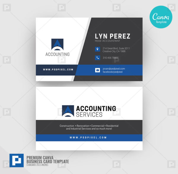 Accounting Company Services Canva Business card