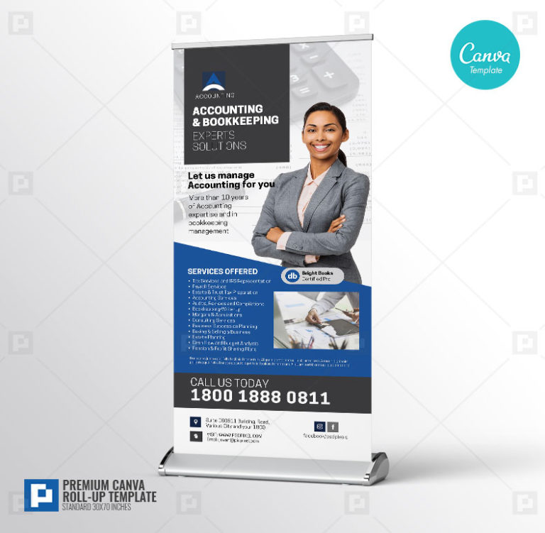 Accounting Company Services Canva Rollup Banner PSDPixel