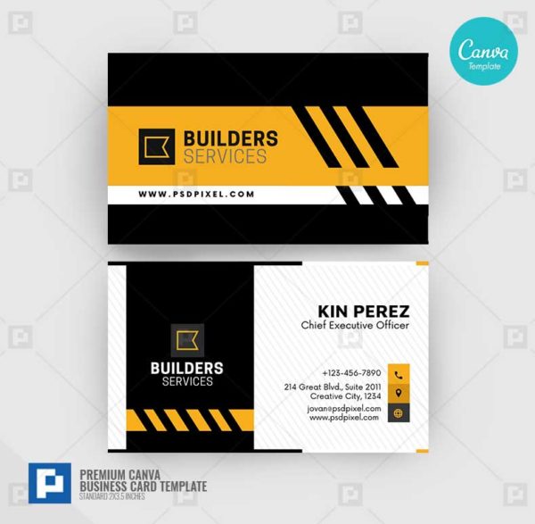 Construction Services Canva Business Card 16