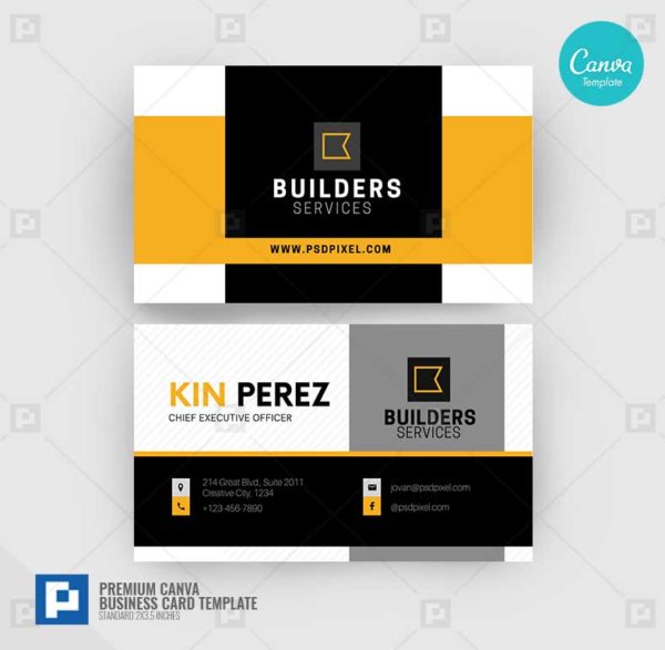 Construction Services Canva Business Card 06