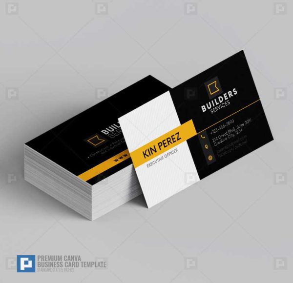 Construction Services Canva Business Card 14