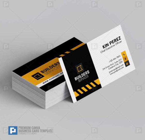 Construction Services Canva Business Card 16