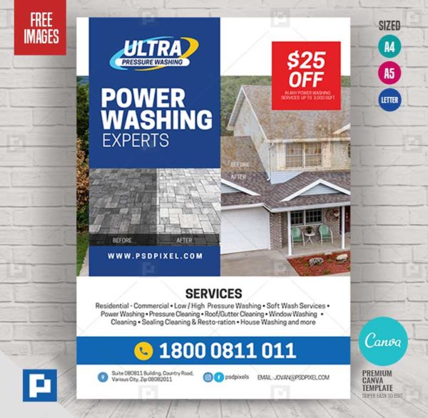 Pressure Cleaning and Washing Canva Flyer